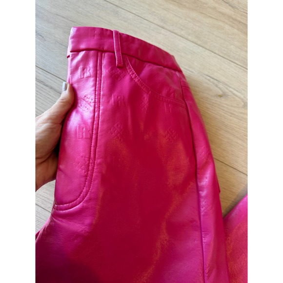 ROTATE Birger Christensen 'Rotie' Monogram Faux Leather Pink Pants - Picture 14 of 14